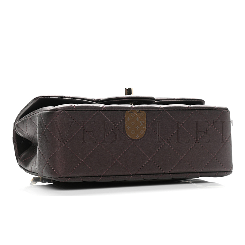 Ch*el lambskin quilted mini top handle rectangular flap light gold burgundy 1106160 (20*13*6cm)